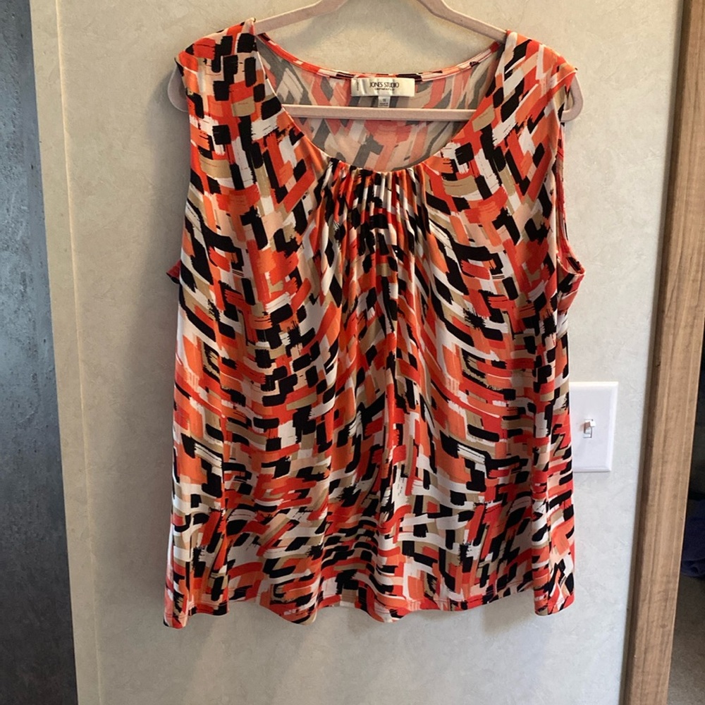 orange/black tank top by jones studio